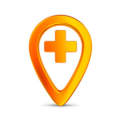 Orange pointer marker on white background. Isolated 3D illustration