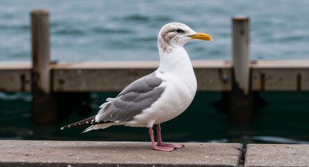 Gull sitting on pier 