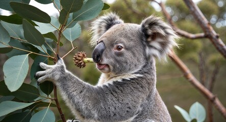 Obraz premium Koala eating eucalyptus 