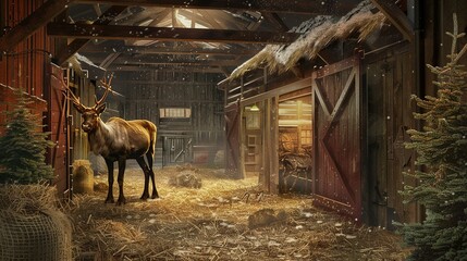 horses in stable