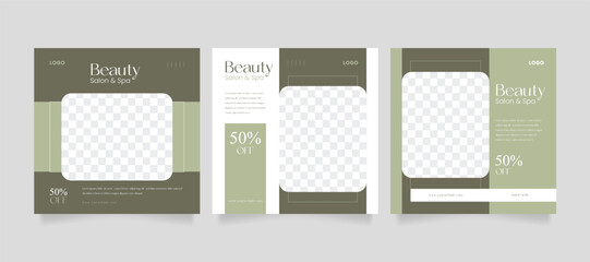 Beauty and spa skincare makeup social media post. Elegant minimalist background of skincare beauty promotion banner social media pack template.
