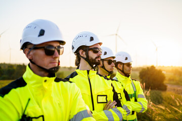 Electrical engineers team pose for portrait.