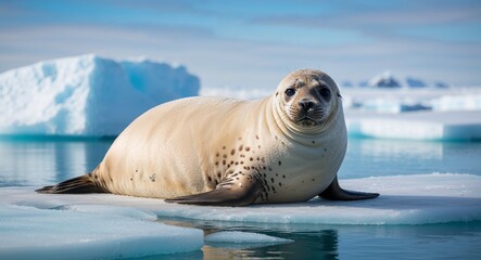 Seal resting on ice 