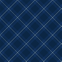 Plaid with twill weave repeat pattern.Gingham seamless pattern in blue.Checkered tartan Geometric graphic vector illustration background design for fabric and print.