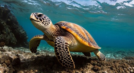 Obraz premium Turtle swimming in the sea 