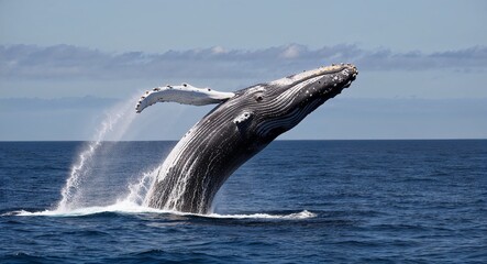 Fototapeta premium Whale breaching in the ocean 