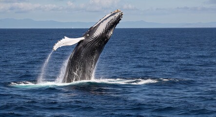 Fototapeta premium Whale breaching in the ocean 