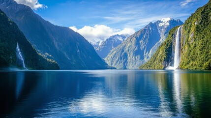 Fototapeta premium Serene Mountain Landscape with a Tranquil Lake