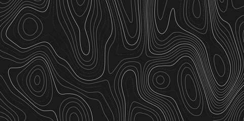 Abstract background wavy topographic line map. Contour geography map grid abstract backdrop. Seamless pattern and banner design. Modern and dynamic feel to topographic mapping vector illustration.