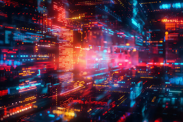 An epic, abstract digital battlefield showing malware and antivirus codes clashing, captured in vivid, powerful colors to illustrate high-tech security in a hyper-realistic ad