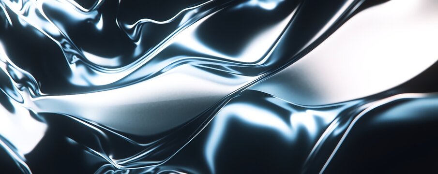 Texture m&eacute;tallique chrom&eacute;e avec reflets et ondulations.