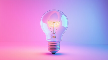 A mesmerizing light bulb glows majestically against a vibrant, colorful background, symbolizing ideas, innovation, and enlightenment. Perfect for inspiration themes.
