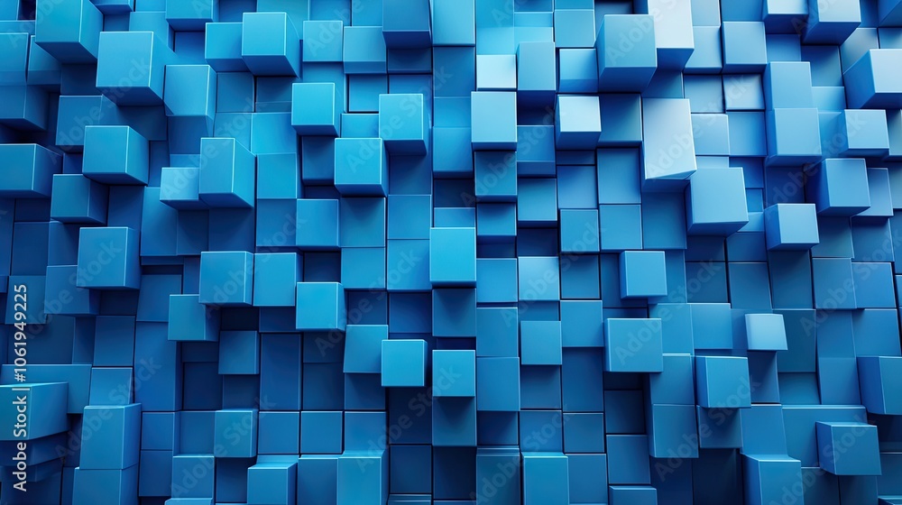 Fototapete blue-toned 3d cubes creating a dynamic, textured background with ample space for placing text or pro