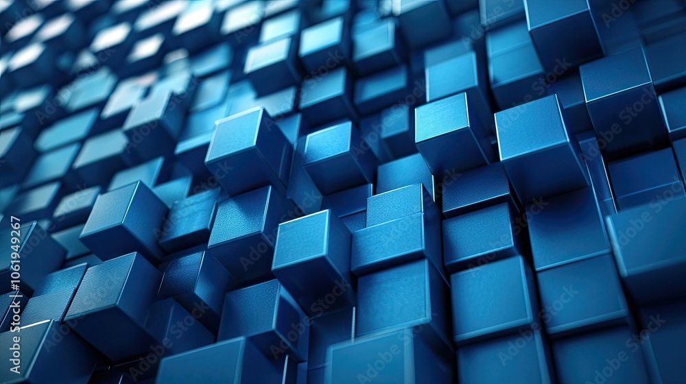 Fototapete blue-toned 3d cubes creating a dynamic, textured background with ample space for placing text or pro