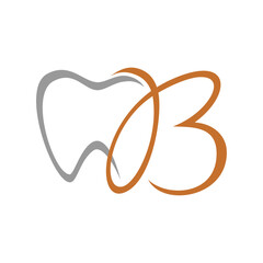 Tooth with initial letter B logo design vector illustration template. Simple dental icon emblem
