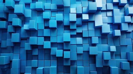 Blue-toned 3D cubes creating a dynamic, textured background with ample space for placing text or products.