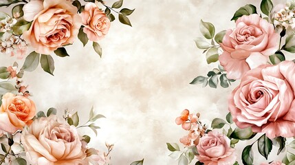 Lovely floral border featuring lush pink and white roses image