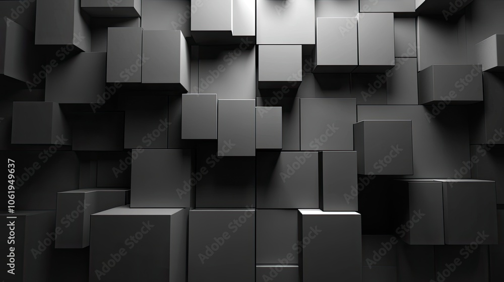Fototapete cool gray monochrome 3d cubes forming a sleek, modern backdrop with space for text or product displa