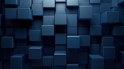 Dark blue 3D cubes offering a minimalist yet textured background, with space in the middle for text or product placement.