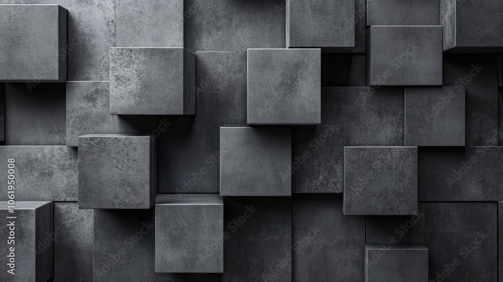 Fototapete elegant gray 3d cubes offering a stylish and textured background, leaving space for product placemen