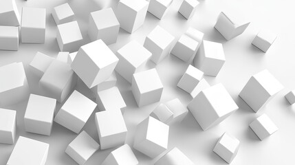 Modern white 3D cubes scattered across a sleek background, leaving space for brand messages or product displays.