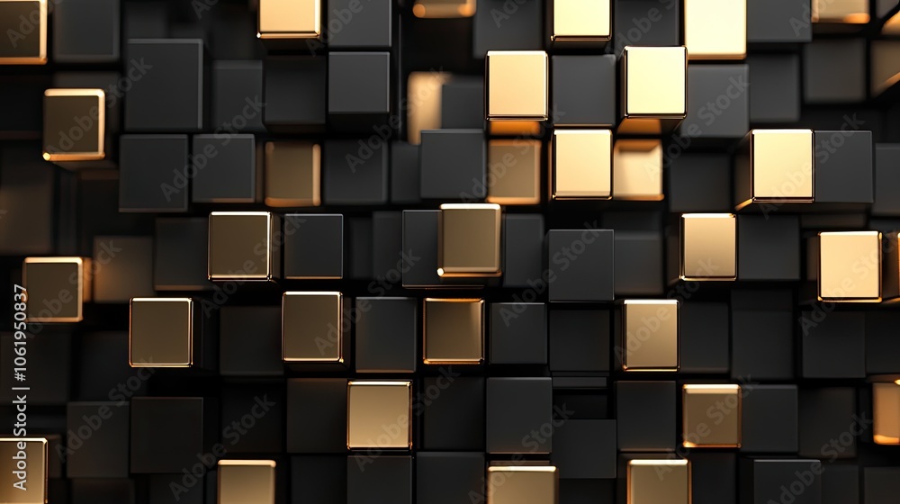 Aufkleber monochrome gold 3d cubes creating a sophisticated background with a blank area for text or product d