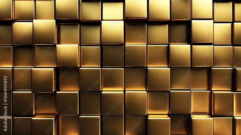 Fototapete monochrome gold 3d cubes creating a sophisticated background with a blank area for text or product d