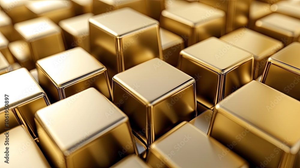 Fototapete monochrome gold 3d cubes creating a sophisticated background with a blank area for text or product d