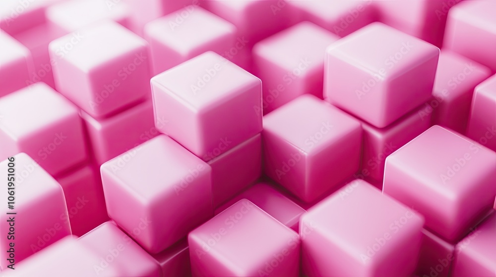 Fototapete pink-toned 3d cubes creating depth and texture, with a clear central space for text or product displ