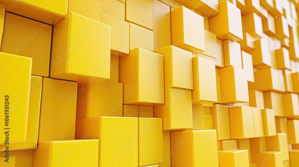 Fototapete sunny yellow 3d cubes creating a modern backdrop with depth, designed for showcasing products or tex