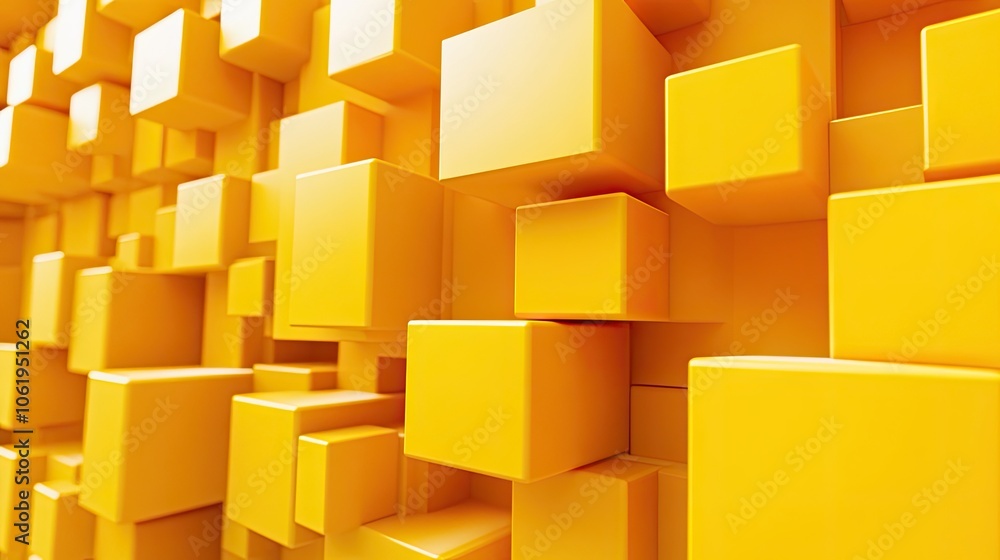 Fototapete sunny yellow 3d cubes creating a modern backdrop with depth, designed for showcasing products or tex