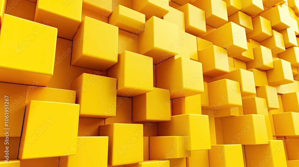Fototapete sunny yellow 3d cubes creating a modern backdrop with depth, designed for showcasing products or tex