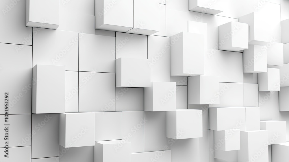 Poster white 3d cubes creating a textured yet minimalistic backdrop, ideal for clean, professional product 