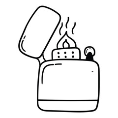Hand drawn doodle cigarette lighter on white background.