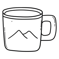 Hand drawn doodle tourist metal cup on white background.
