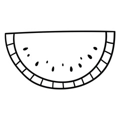 Hand drawn doodle watermelon slice on white background.