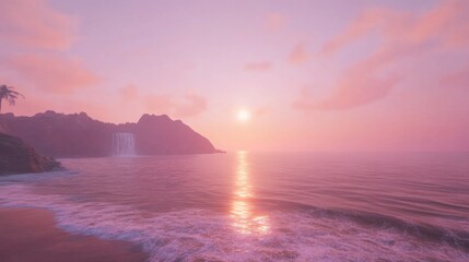 Serene Sunset Over Tranquil Ocean Landscape
