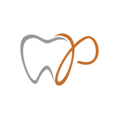 Tooth with initial letter P logo design vector illustration template art icon for dental