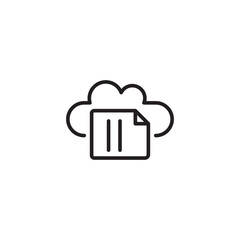 Cloud Storage on icon. A simple line drawing of a cloud with a file icon inside, symbolizing cloud-based storage. Editable icon.