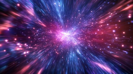 Obraz premium Illuminated Cyber Matrix - Futuristic Digital Particles Light Waves Background