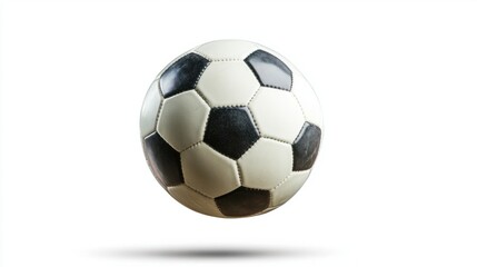 Fototapeta premium Soccer ball floating in the air with classic design on white background