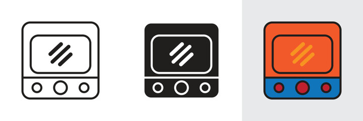 Microwave cooking heater machine icon vector used for cooking tools, cooking production, digital cooking web and entertainment.