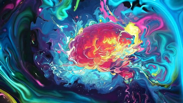 The colorful brain symbolizes creativity and art