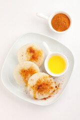 South Indian popular healthy breakfast Idly podi with ghee