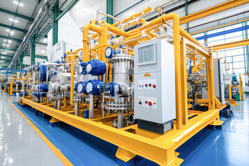 Advanced industrial equipment in a modern manufacturing facility showcasing high-performance pipelines and control systems for efficient operations