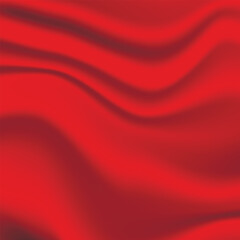 Silk red background. Abstract vector pattern with copy space. Liquid wave texture, smooth drapery wallpaper. Wedding fabric, satin. Wavy design for banner, card, postcard, backdrop