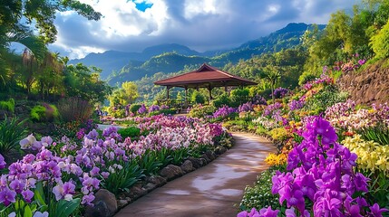 Majestic orchid blooms highlighting the Ruck Luong Chant floor