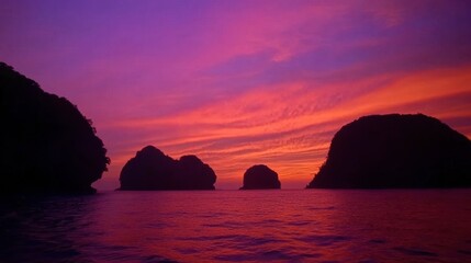 Tranquil Sunset Over Serene Rock Formations