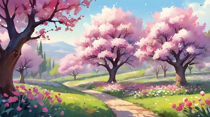 Naklejka premium Nature background, watercolor style