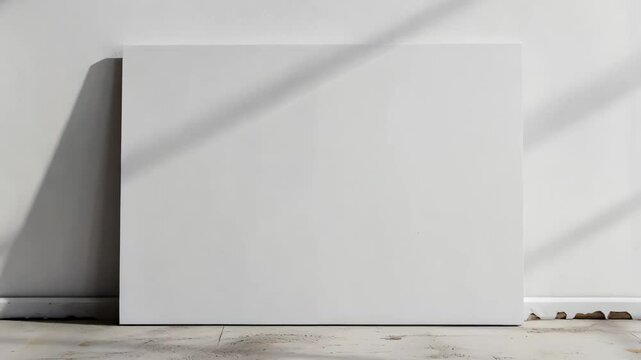 Minimalist Blank White Canvas with Copy Space on Textured Wall Background &ndash; Perfect for Branding, Artwork, and Advertising Mockups